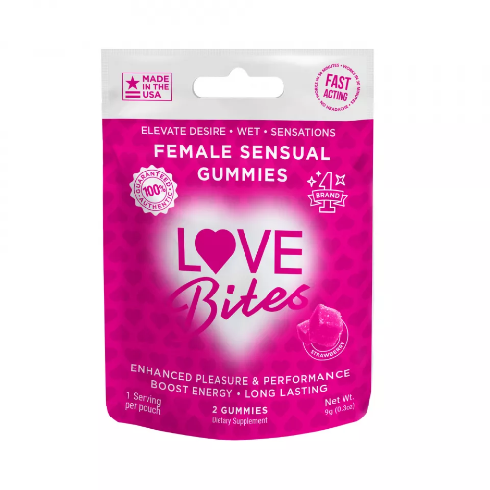Love Bites - Female Sensual Gummies - 2 Pièces Par Paquet - 0,3 Oz.