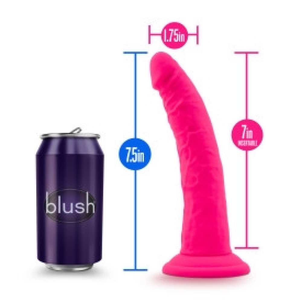 Blush - Neo Elite - 7.5' Silicone Dual Density Cock - Neon Pink