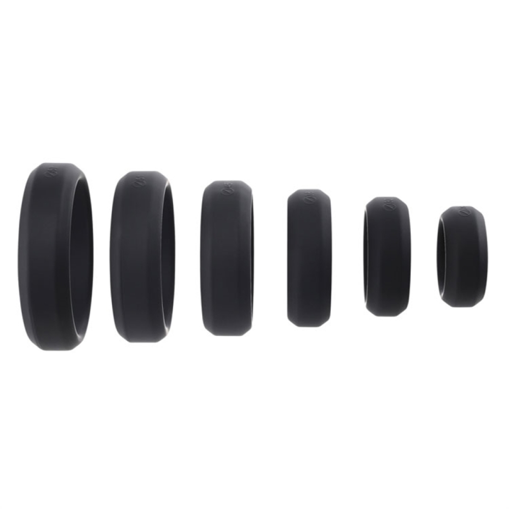 A&E 6-Piece Penis Ring Set - Silicone Black